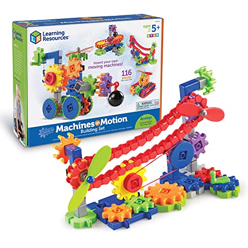 Book Cover Learning Resources Gears! Gears! Gears! Machines in Motion,116 Pieces, Ages 5+, STEM Toys, Gear Toy, Puzzle, Early Engineering Toys, Back to School Gifts