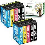 Kingjet Remanufactured Ink Cartridge Replacement for Epson 252XL 252 XL Ink cartridges Combo Pack for Workforce WF-7110 WF-7710 WF-7720 WF-3640 WF-3620 (4 Black, 2 Cyan 2 Magenta 2 Yellow)