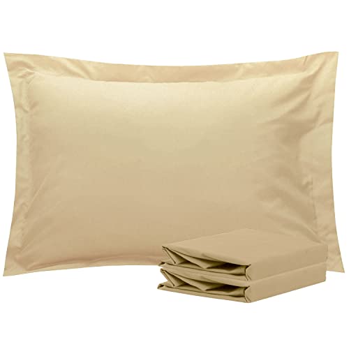NTBAY Standard Pillow Shams, Set of 2, 100% Brushed Microfiber, Soft and Cozy, Wrinkle, Fade, Stain Resistant (Standard, Khaki)