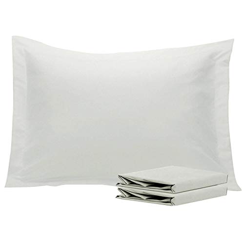 NTBAY 100% Brushed Microfiber Standard Pillow Shams Set of 2, Super Soft and Cozy, Wrinkle, Fade, Stain Resistant 20x26 Inches Oxford Pillowcases, Light Grey