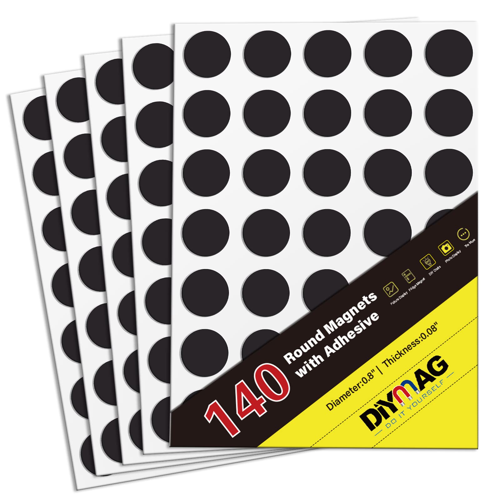 Diymag Adhesive Magnetic Block, Flexible Adhesive Tape (20x20x2mm Each), One Side with Magnetism and The Other Side with Adhesive, Flexible Magnetic Sheet with Adhesive,