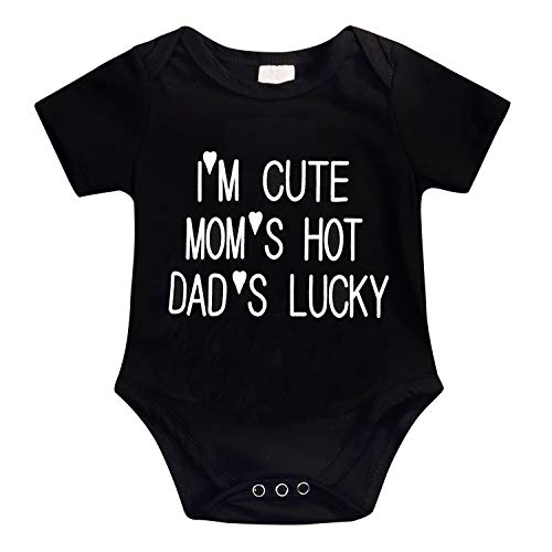 SWNONE Infant Baby Boys Girls Clothing Shirts Short Sleeves Rompers Jumpsuit Funny Letter Printed Black Onesie
