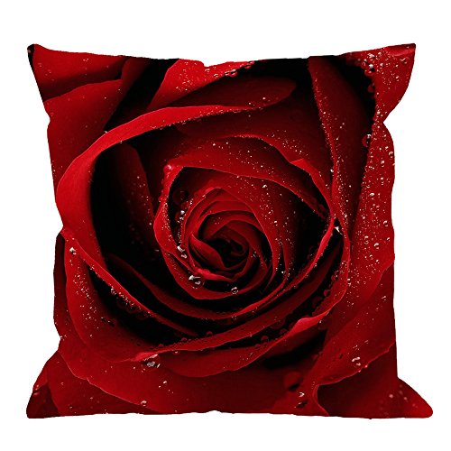 Book Cover HGOD DESIGNS Throw Pillow Case Red Rose Cotton Linen Square Cushion Cover Standard Pillowcase for Men Women Home Decorative Sofa Armchair Bedroom Livingroom 18 x 18 inch