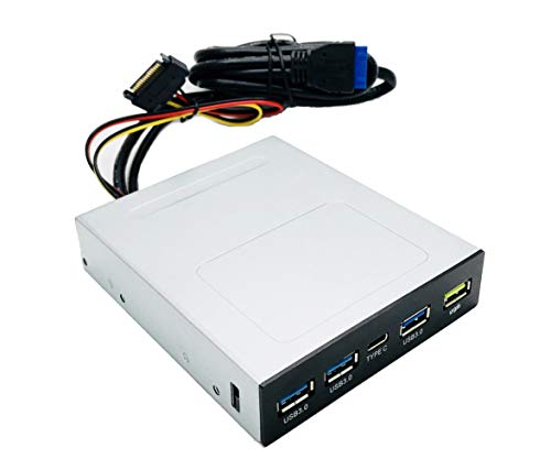 EZDIY-FAB USB 3.0 HUB 3.5 Inch Internal Front Metal Brushed Panel and 1-Type-C Port/ 3-USB 3.0 Ports with QC3.0 18W Fast Charging Port