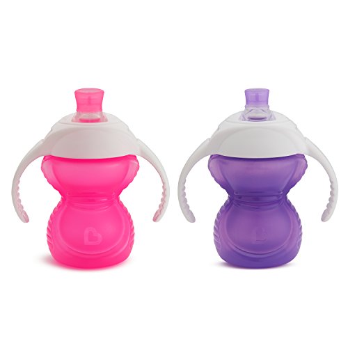 Book Cover Munchkin Click Lock Bite Proof Trainer Cup, Pink/Purple, 7 Ounce, 2 Count
