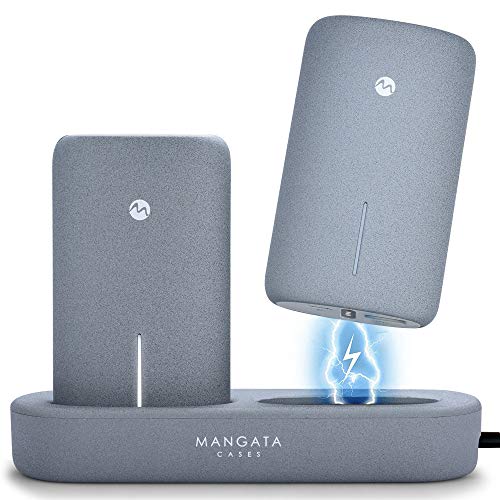 Mangata Orbit [Cordless Power Bank Charging Dock] for Home & Office | 2-Pack 5000 mAh Fast Charge Battery, UL-2056 Certified | Apple, Samsung, iWatch