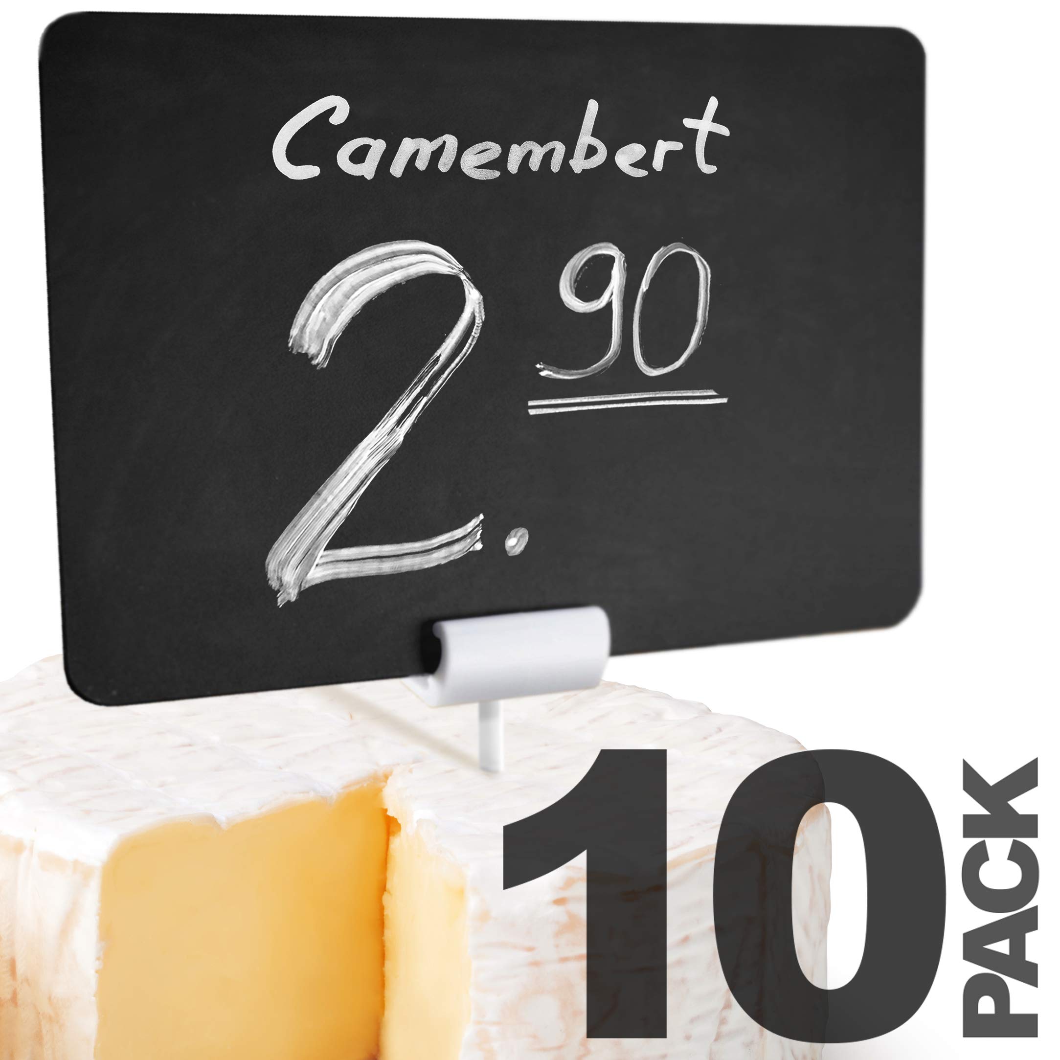 Set of 10 Small Chalkboard Signs 3x4 inches with Skewers - Food Signs for Party Buffet, Mini Chalkboard Sign, Food Display Card, Kitchen Tabletop Chalkboards, Standing Menu Boards for Wedding Pick