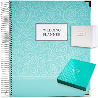 Global Printed Products Wedding Planner Gift Set for The Bride to Be: Hardcover Wedding Planner and Organizer, Gift Box, Guest Book, Bookmark, Planning Stickers, Business Card Holder, and Pocket Folders (Silver), 9 inches X 11 inches (WP-0001)