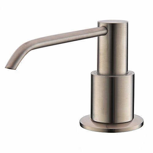 Book Cover Comllen Commercial Brushed Nickel Stainless Steel Kitchen Sink Countertop Soap Dispenser With 10.6 Ounce Capacity, Brushed Nickel