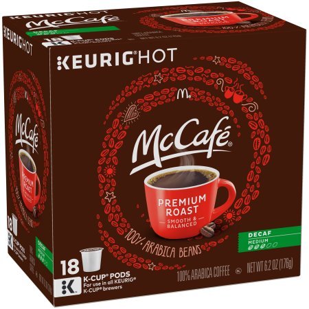McCafe Premium Decaf Medium Roast Coffee K-Cup Pods, 18 count