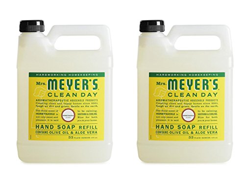 Book Cover Mrs. Meyer's Clean Day Liquid Hand Soap Refill, Honeysuckle, 33 Ounce - 2 PK