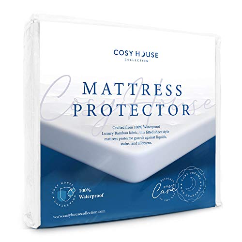 Book Cover Cosy House Collection Queen Size Luxury Bamboo Mattress Protector - 100% Waterproof, & Vinyl Free - Stays Cool - Stain Protection - Premium Breathable Noiseless Fitted Bed Cover (Queen)