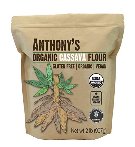 Book Cover Anthony's Organic Cassava Flour, 2 lb, Batch Tested Gluten Free, Vegan, Non GMO