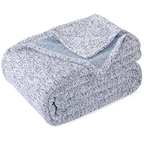 Book Cover KAWAHOME Knit Blanket Lightweight Soft Breathable Cozy Fuzzy Heather Jersey Comfortable Thin Blanket 280GSM for Couch Sofa Bed, Queen Size 90