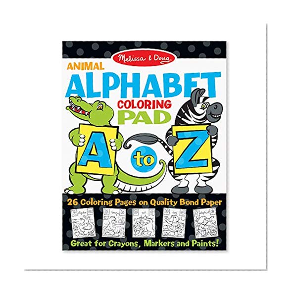 Book Cover Melissa & Doug 26-Page Animal Alphabet Coloring 11 x 14 Pad, Multicolor