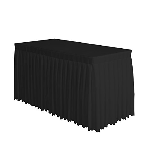 Surmente Tablecloth 14 ft. Accordion Pleat Polyester Table Skirt for Weddings, Banquets, or Restaurants (Black)