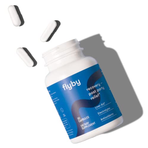 Flyby Post-Party Recovery Pills | Dihydromyricetin (DHM) | Cure Hydration & Headache Prevention | Dehydration Relief Supplement | Electrolyte Tablets | Hydrate Pills | 30 Capsules