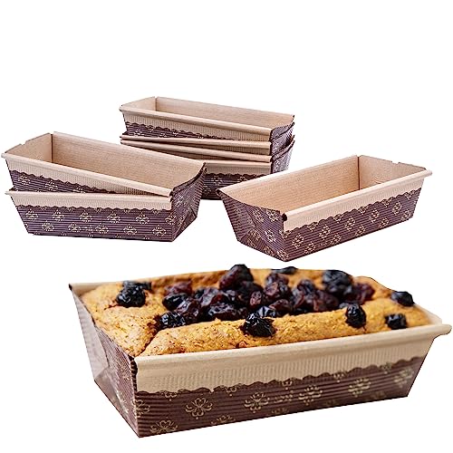 Paper Loaf Pan, Disposable Paper Baking Loft Mold 25ct, All Natural, Recyclable, Microwave Oven Freezer Safe, Providing Beautiful Display for Baked Goods (6"x 2.5"x2")