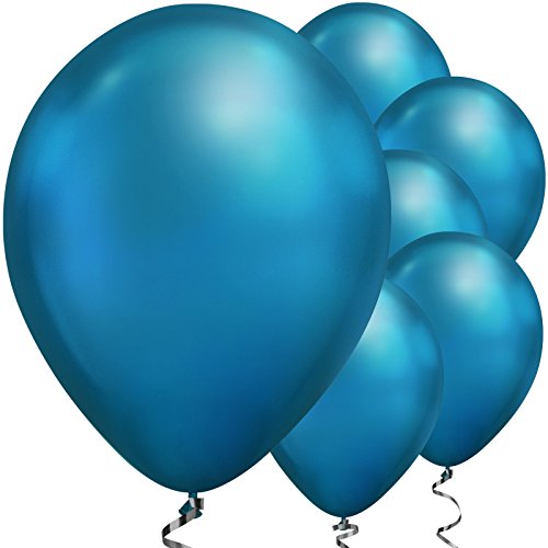 Qualatex Chrome Blue Metallic 11 Inch Latex Balloons 100 Count