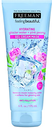 Book Cover Freeman Hydrating Gel Cream Facial Mask, Moisturizing, Softening, and Calming Beauty Face Mask with Glacier Water and Pink Peony, 6 oz