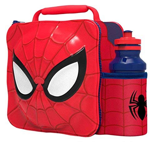 PAW Kids Children Insulated 3D Lunch Bag Box and Drink Sport Water Bottle Set (Spiderman)