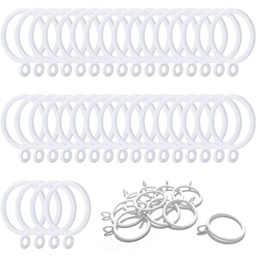 ANJUU 36 Pack 38mm Inner Diameter Metal Curtain Drape Sliding Eyelet Rings White Tone