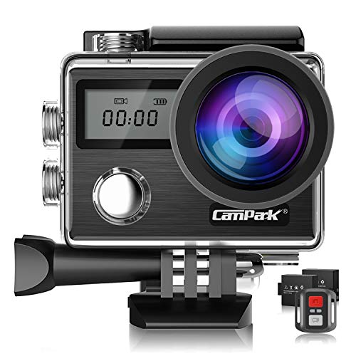 Book Cover Campark X20 4K 20MP Action Camera Touch Screen EIS Anti Shake Waterproof Underwater Video Cam Adjustable View Angle, Remote Control 2 Batteries