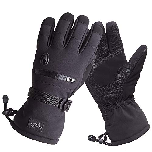 CAMYOD Waterproof Ski Snowboard Gloves with 3M Thinsulate,Zipper Pocket, Air Vent, Cold Weather Gloves for Men(Pocket,L)