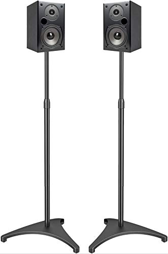 PERLESMITH Speaker Stands Height Adjustable 19.29-44.29 Inch with Cable Management, Hold Satellite Speakers and Small Bookshelf Speakers up to 9lbs -1 Pair