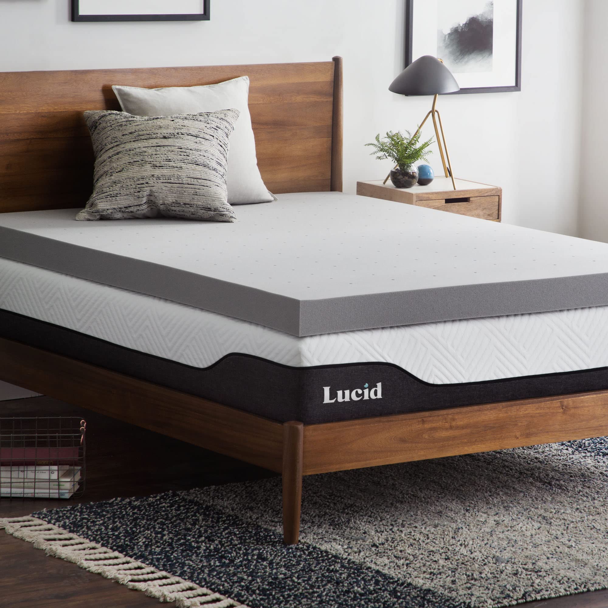 Lucid 4 Inch Mattress Topper Twin XL – Memory Foam – Bamboo Charcoal Infusion – Cooling Ventilation – Hypoallergenic – CertiPur Certified Foam Twin XL 4 Inch Topper Only