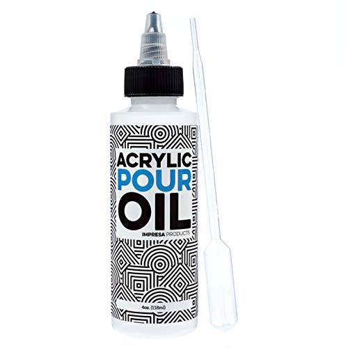 Impresa Silicone Oil for Acrylic Pouring - 4 Oz Clear Bottle with Pipette - Acrylic Pour Oil & Paint Additive for Bubbles