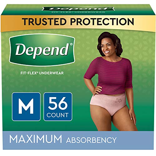 Depend FIT-FLEX Incontinence Underwear for Women, Maximum Absorbency, M, Tan (Packaging may vary)