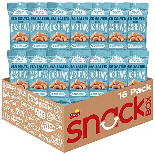 Nut Harvest Sea Salted Whole Cashews, 2.25 Oz, Pack of 16