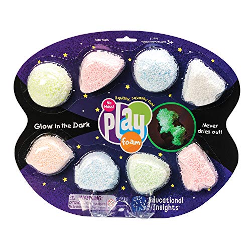 Book Cover Educational Insights Playfoam Glow in the Dark 8-Pack, Fidget & Sensory Toy, Easter Basket Stuffers for Boys & Girls, Ages 3+