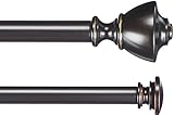 Amazon Basics Double Curtain Rod with Urn Finials - 36" to 72", Dark Bronze