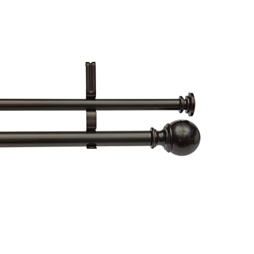 Book Cover Amazon Basics 2,54 cm Double Curtain Rod with Round Finials, 1,83 to 3,65 m, Bronze