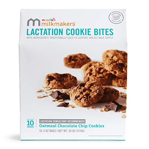 Book Cover Munchkin Milkmakers Lactation Cookie Bites, Oatmeal Chocolate Chip, 10 Ct