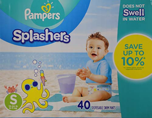 Book Cover Swim Diapers Size 3 (13-24 lb) - Pampers Splashers Disposable Swim Pants, Small, Pack of 2 (Twinpack), 20 Count