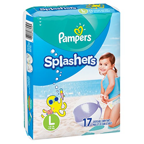 Book Cover Swim Diapers Size 5 (> 31 lb) - Pampers Splashers Disposable Swim Pants, Large, Pack of 2 (Twinpack), 17 Count