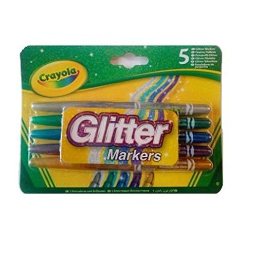 CRAYOLA-58-8645-E-000 5 Feutres à Paillettes, 58-8645-E-000, Multicolore