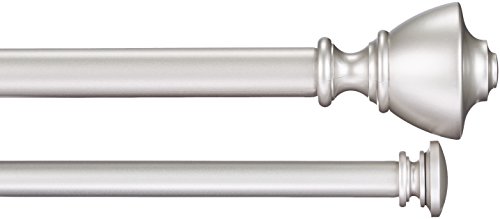 Amazon Basics Double Curtain Rod With Urn Finials - 36" to 72", Nickel