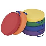 ECR4Kids SoftZone Floor Cushions with Handles, 2" Deluxe Foam, Round, Assorted, (6-Pack)