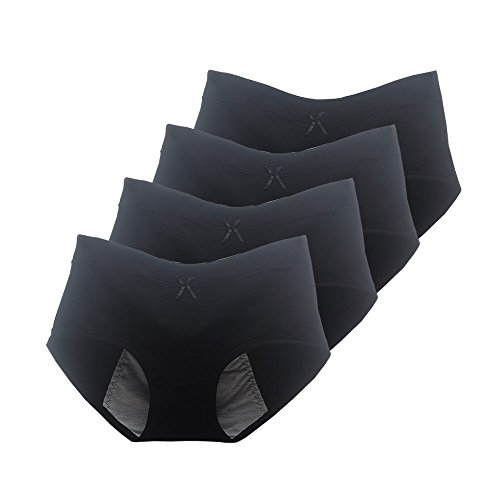 Phennie's Big Girls Menstrual Period Panties No Leak Briefs Teen Girls Free Leak Underwear Pack Of 4 - Black - 14-Dec