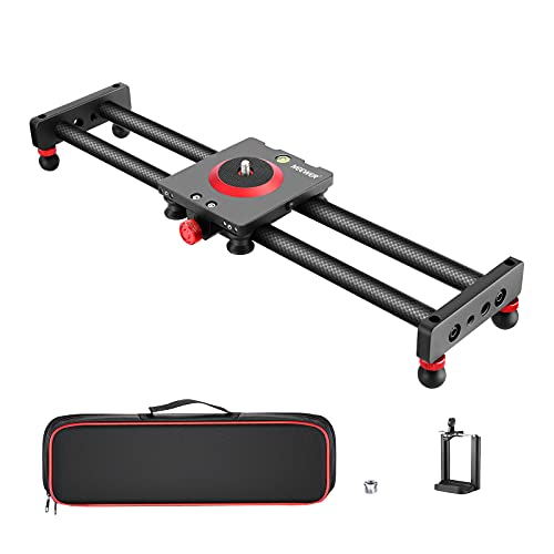 Neewer Camera Slider Carbon Fiber Dolly Rail, 16''/40cm with 4 Bearings, Compatible with 13 13 Pro 13 Pro Max 13 Mini & Android Cell Phones and Mirrorless Cameras, Load up to 2.2lbs/1kg