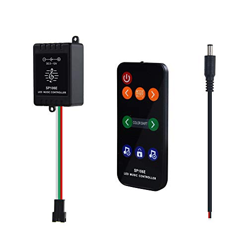 ALITOVE WS2812B LED Music Controller, Sound Activated Wireless RF Remote Dream Color LED Controller for WS2812B WS2811 WS2812 SK6812 SK6812-RGBW Individually Addressable Digital Programmable LED Strip