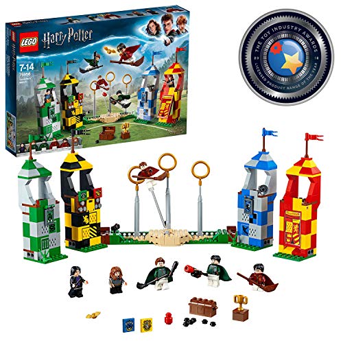 Book Cover LEGO 75956 Harry Potter Quidditch Match Building Set, Gryffindor Slytherin Ravenclaw and Hufflepuff Towers, Harry Potter Toy Gifts