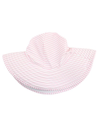 RuffleButts Little Girls UPF 50+ Sun Protective Wide Brim Seersucker Swim Hat