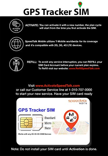 GPS Tracker Triple Cut SIM Card Starter Kit - No Contract (Universal SIM: Standard, Micro, Nano) for 2G 3G 4G Devices - Global Coverage