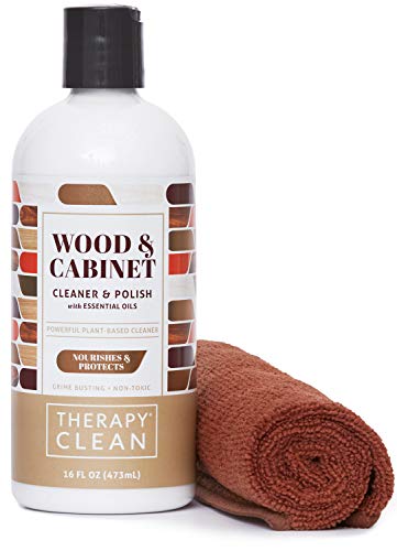 Book Cover Therapy Wood Cleaner and Polish Kit with Large Microfiber Cloth, 16 fl. oz. - Best Used as Furniture, Wood Table Cleaner, Cabinet Restorer, Conditioner, Polish Spray