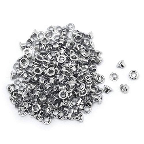 FoRapid 3mm/1/8" Quicklet Eyelets-Scrapbooking/Birthday Wedding Baby Greeting Holiday Card/Paper Craft/Luggage Cruise Tag/DIY Album/Clothing etc-Pre-Cut Back Slit Set with a Pen-200 PCS (Silver)